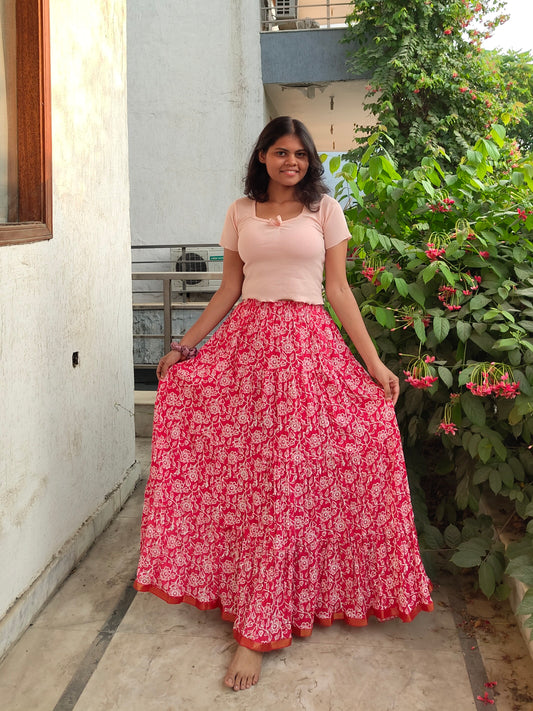 Red long skirt